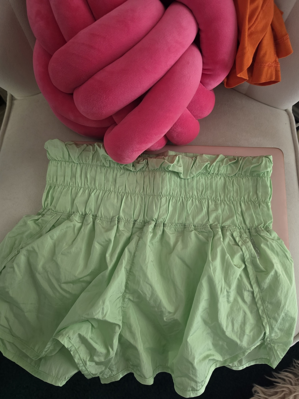 FP Movement by Free People Light Green Smocked Waist Shorts